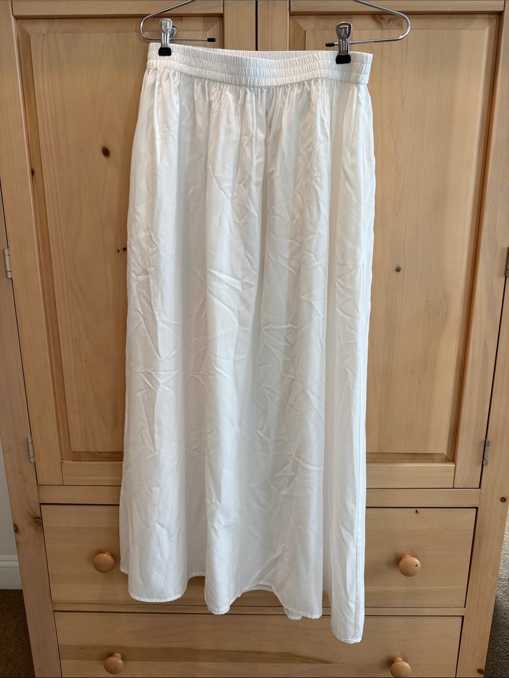 Elan White Elastic Waist Maxi Skirt